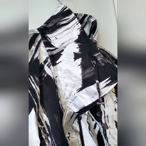 Berek small Vintage 3/4 Sleeve Art Jacket Small Black and White abstract belt - Picture 2 of 8